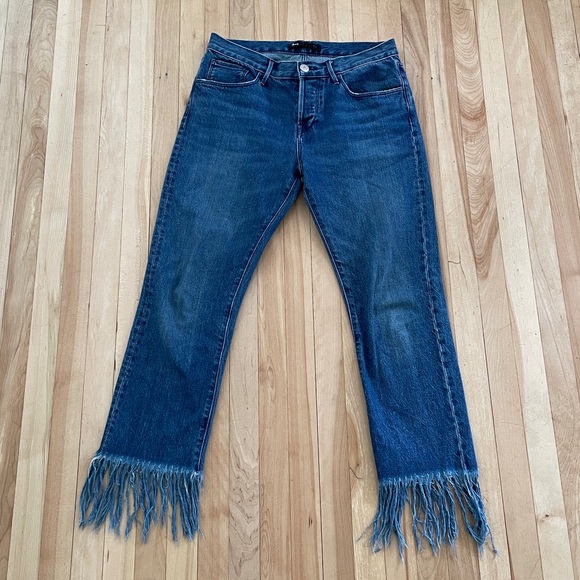 3x1 NYC Original Fringe Hem Lima Straight Denim Crop Jeans - Sz US 27 - Picture 4 of 14